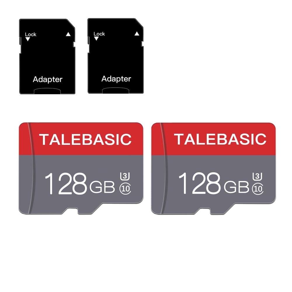 2 Pack 128GB Memory Card Class 10 Flash Card Fast Speed TF Card with Adapter for Tablet/Mobile Phone/Camera/Car Audio/Game Conso