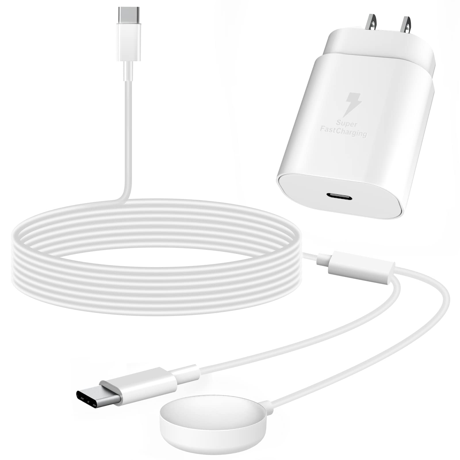 2 in 1 for Samsung Watch Charger, 25W USB C Fast Charger Compatible with Galaxy Watch 8/8 Classic/Ultra/7/6/6 Classic/5 Pro/5/4/
