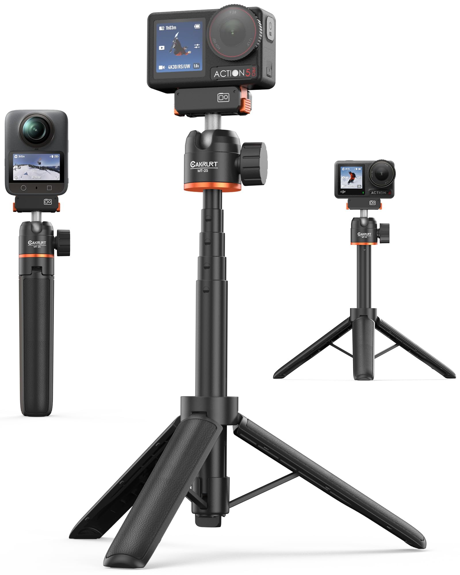 21.4 Osmo Action Selfie Stick Tripod for DJI Action 5 Pro/4/3, Osmo Nano/360, 2-in-1 Extendable Handle with Mini Extension Rod &