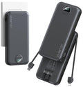12000mAh Ultra-Portable-Charger-Power-Bank with Built in Cables&AC Wall Plug, PD20W USB-C Fast Charging Cell Phone Charger Batte