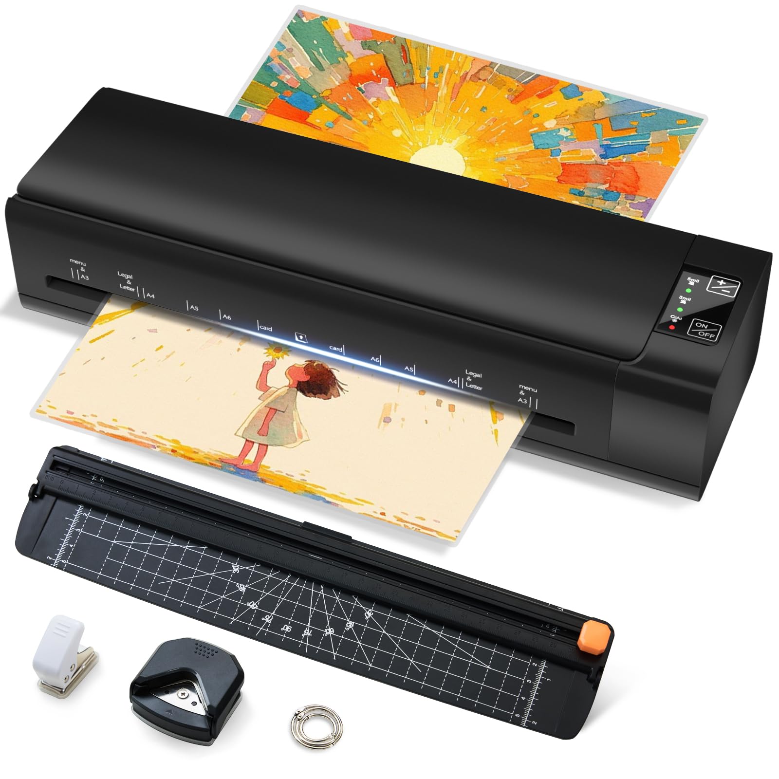13 Inch 9-in-1 Laminator Machine, Laminator with Sheets for Hot & Cold Laminating Machine for Home, Office, or School Use, Featu