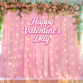 10 x 10ft Pink Curtains With Lights String for Valentines Day Photo Backdrop - Wrinkle-Free Polyester Drapes for Girls Birthday